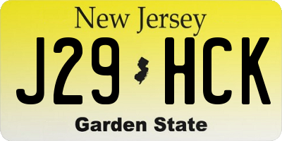 NJ license plate J29HCK