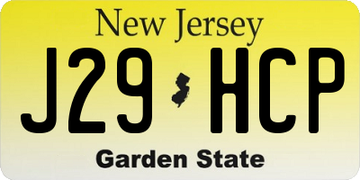 NJ license plate J29HCP