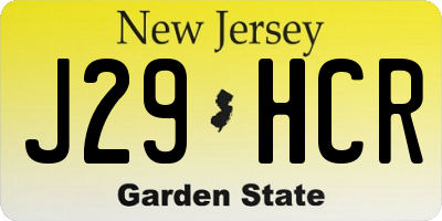 NJ license plate J29HCR