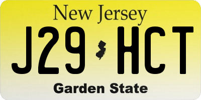NJ license plate J29HCT