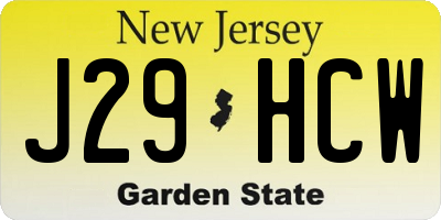 NJ license plate J29HCW