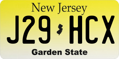NJ license plate J29HCX