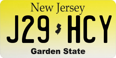 NJ license plate J29HCY