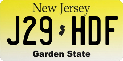 NJ license plate J29HDF