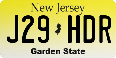 NJ license plate J29HDR