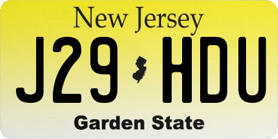 NJ license plate J29HDU