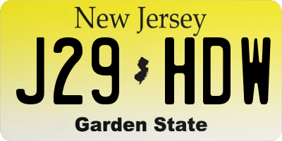 NJ license plate J29HDW