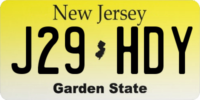 NJ license plate J29HDY
