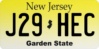 NJ license plate J29HEC