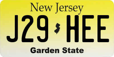 NJ license plate J29HEE