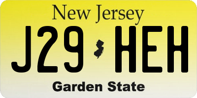 NJ license plate J29HEH