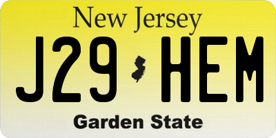 NJ license plate J29HEM