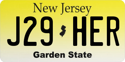 NJ license plate J29HER