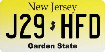 NJ license plate J29HFD