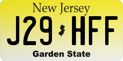 NJ license plate J29HFF