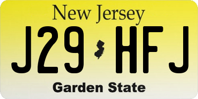 NJ license plate J29HFJ