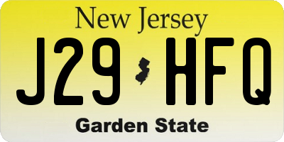 NJ license plate J29HFQ