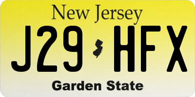NJ license plate J29HFX