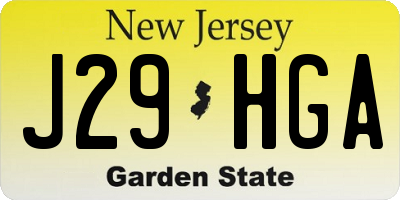 NJ license plate J29HGA