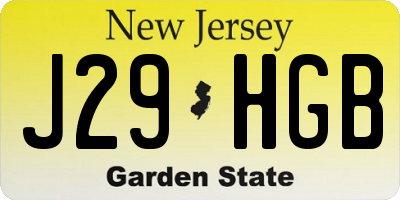 NJ license plate J29HGB
