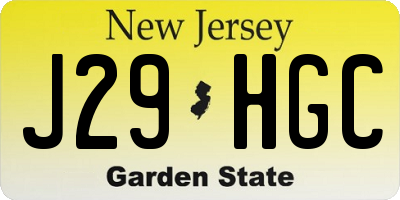 NJ license plate J29HGC