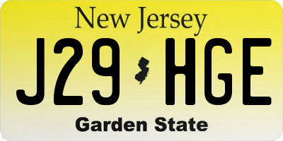 NJ license plate J29HGE