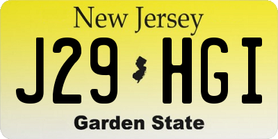 NJ license plate J29HGI