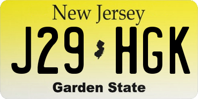 NJ license plate J29HGK