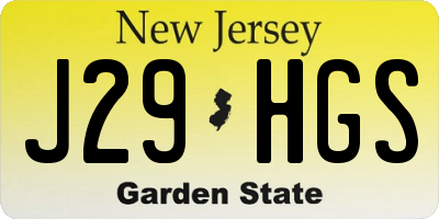 NJ license plate J29HGS