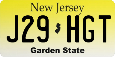 NJ license plate J29HGT