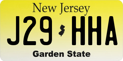 NJ license plate J29HHA