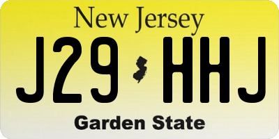 NJ license plate J29HHJ