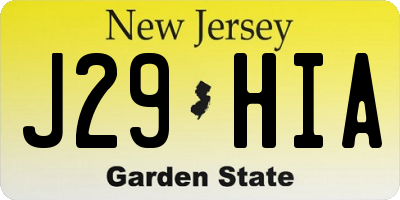 NJ license plate J29HIA