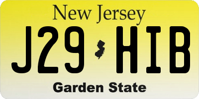 NJ license plate J29HIB
