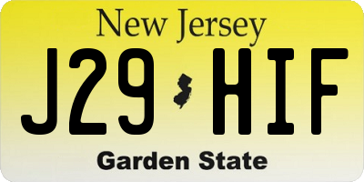 NJ license plate J29HIF