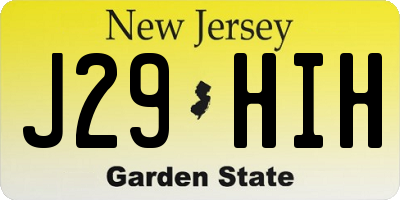 NJ license plate J29HIH