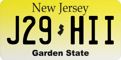 NJ license plate J29HII