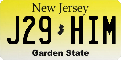 NJ license plate J29HIM