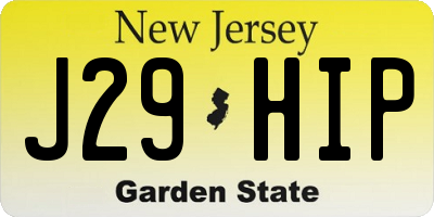 NJ license plate J29HIP