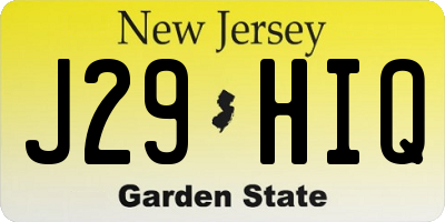 NJ license plate J29HIQ