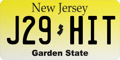 NJ license plate J29HIT