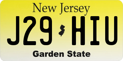 NJ license plate J29HIU