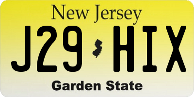 NJ license plate J29HIX