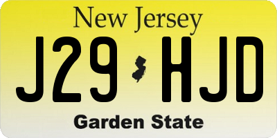 NJ license plate J29HJD