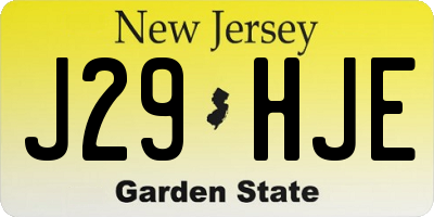 NJ license plate J29HJE