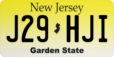 NJ license plate J29HJI