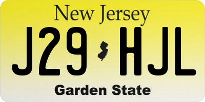 NJ license plate J29HJL