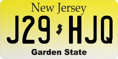 NJ license plate J29HJQ
