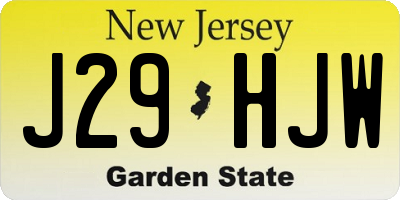 NJ license plate J29HJW