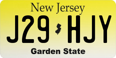 NJ license plate J29HJY
